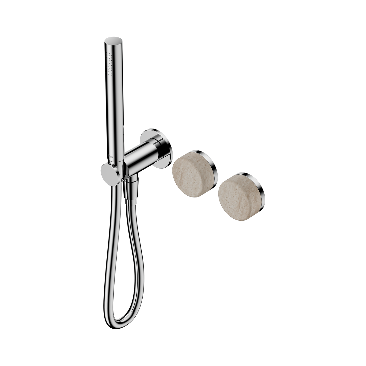 An image of Nero Tapware's Serenity Progressive Shower System With Rome Travertine Handle And Slim Shower Chrome