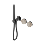 An image of Nero Tapware's Serenity Progressive Shower System With Rome Travertine Handle And Slim Shower Gun Metal