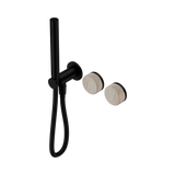 An image of Nero Tapware's Serenity Progressive Shower System With Rome Travertine Handle And Slim Shower Matt Black