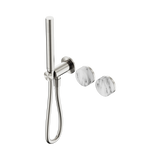 An image of Nero Tapware's Serenity Progressive Shower System With Arabescato Corchia Handle And Slim Shower Brushed Nickel