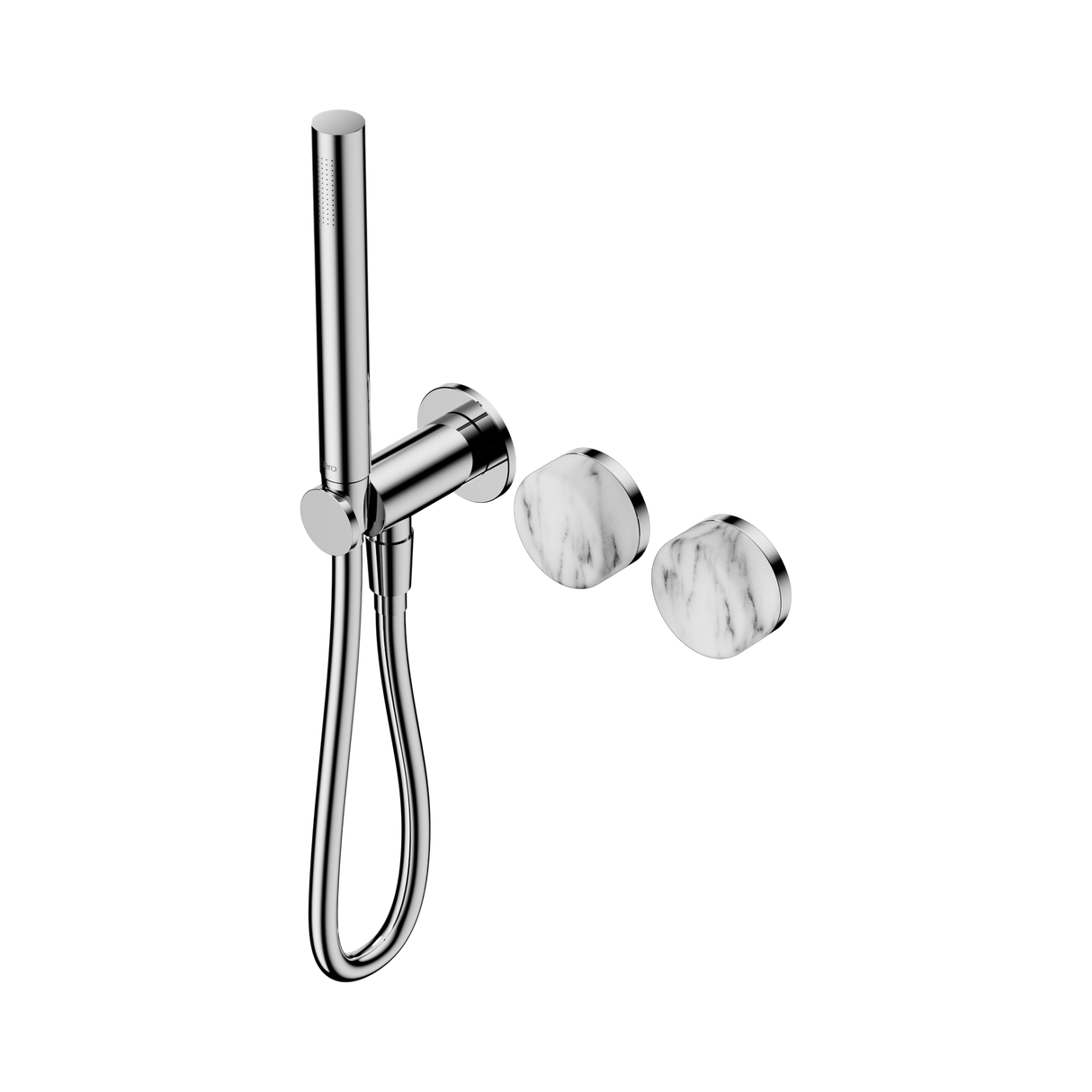 An image of Nero Tapware's Serenity Progressive Shower System With Arabescato Corchia Handle And Slim Shower Chrome