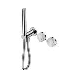 An image of Nero Tapware's Serenity Progressive Shower System With Arabescato Corchia Handle And Slim Shower Chrome
