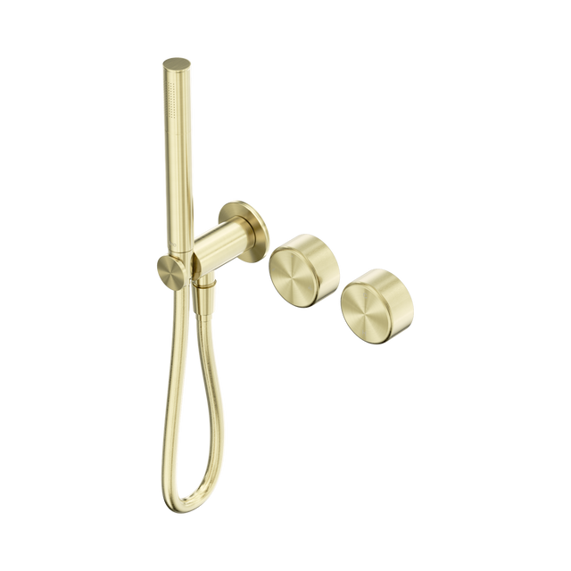 An image of Nero Tapware's Serenity Progressive Shower System With Metal Handle And Slim Shower Brushed Gold