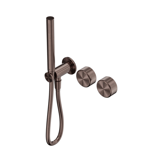 An image of Nero Tapware's Serenity Progressive Shower System With Metal Handle And Slim Shower Brushed Bronze