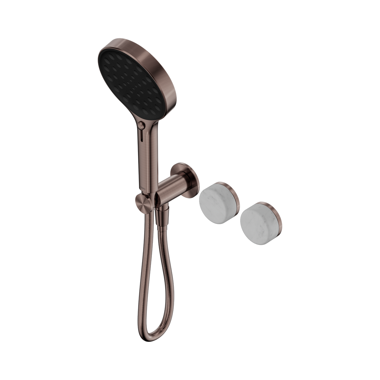 An image of Nero Tapware's Serenity Progressive Shower System With Carrara Handle And Serenity Hand Shower Brushed Bronze