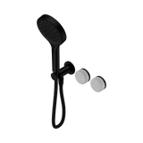 An image of Nero Tapware's Serenity Progressive Shower System With Carrara Handle And Serenity Hand Shower Matt Black