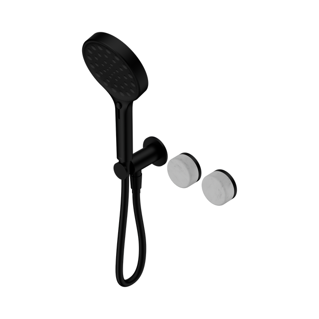 An image of Nero Tapware's Serenity Progressive Shower System With Carrara Handle And Serenity Hand Shower Matt Black