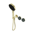 An image of Nero Tapware's Serenity Progressive Shower System With Verde Alpi Handle And Serenity Hand Shower Brushed Gold