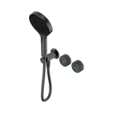 An image of Nero Tapware's Serenity Progressive Shower System With Verde Alpi Handle And Serenity Hand Shower Gun Metal