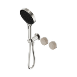An image of Nero Tapware's Serenity Progressive Shower System With Rome Travertine Handle And Serenity Hand Shower Brushed Nickel