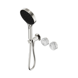 An image of Nero Tapware's Serenity Progressive Shower System With Arabescato Corchia Handle And Serenity Hand Shower Brushed Nickel