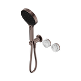 An image of Nero Tapware's Serenity Progressive Shower System With Arabescato Corchia Handle And Serenity Hand Shower Brushed Bronze