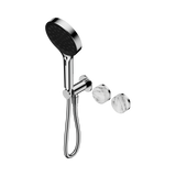 An image of Nero Tapware's Serenity Progressive Shower System With Arabescato Corchia Handle And Serenity Hand Shower Chrome