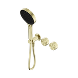 An image of Nero Tapware's Serenity Progressive Shower System With Metal Handle And Serenity Hand Shower Brushed Gold
