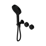 An image of Nero Tapware's Serenity Progressive Shower System With Metal Handle And Serenity Hand Shower Matt Black