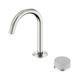 An image of Nero Tapware's Serenity Progressive Basin Mixer Arc Spout With Carrara Handle Brushed Nickel