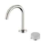 An image of Nero Tapware's Serenity Progressive Basin Mixer Arc Spout With Carrara Handle Brushed Nickel