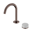An image of Nero Tapware's Serenity Progressive Basin Mixer Arc Spout With Carrara Handle Brushed Bronze