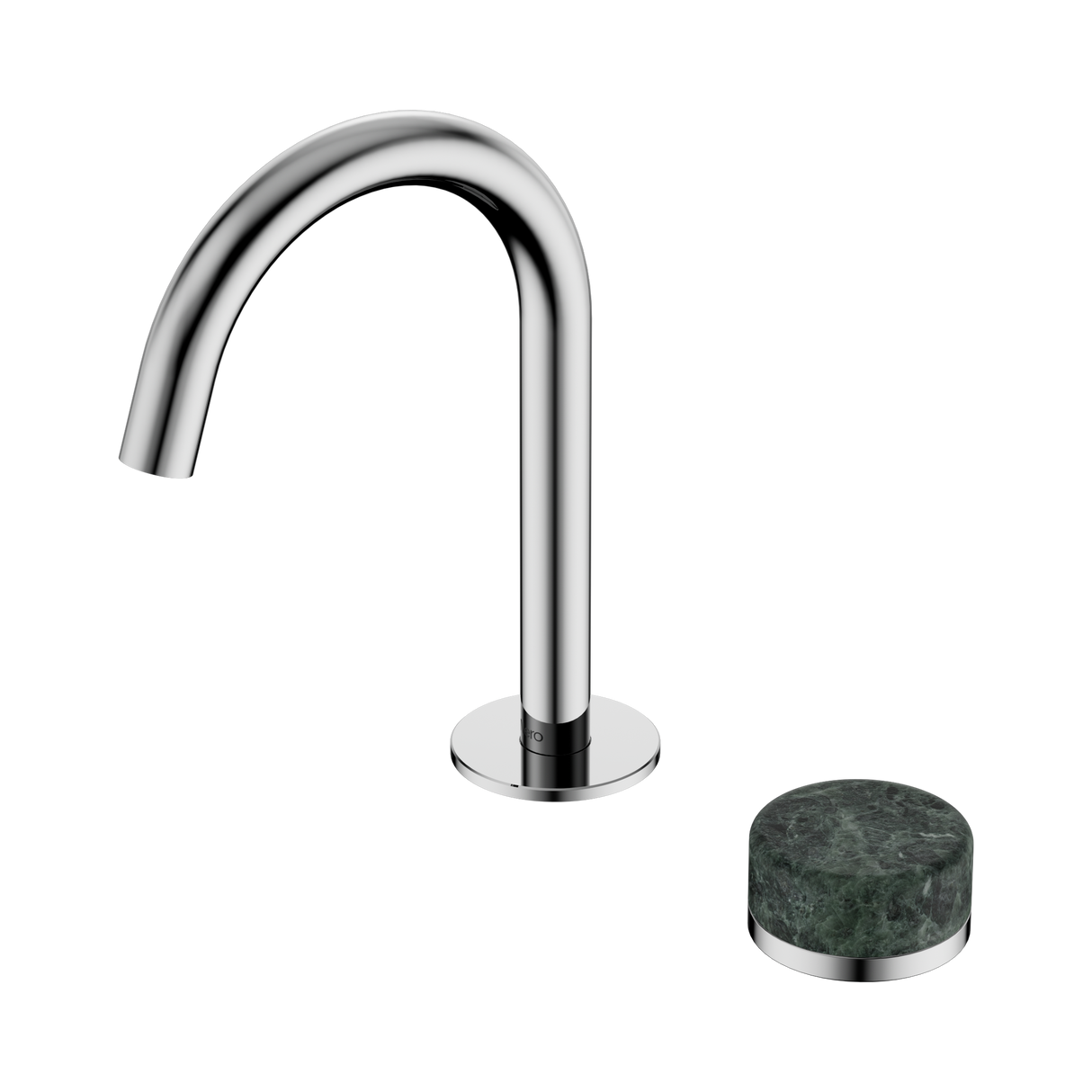 An image of Nero Tapware's Serenity Progressive Basin Mixer Arc Spout With Verde Alpi Handle Chrome