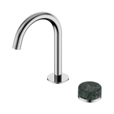 An image of Nero Tapware's Serenity Progressive Basin Mixer Arc Spout With Verde Alpi Handle Chrome