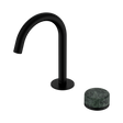 An image of Nero Tapware's Serenity Progressive Basin Mixer Arc Spout With Verde Alpi Handle Matt Black
