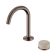 An image of Nero Tapware's Serenity Progressive Basin Mixer Arc Spout With Rome Travertine Handle Brushed Bronze