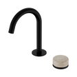 An image of Nero Tapware's Serenity Progressive Basin Mixer Arc Spout With Rome Travertine Handle Matt Black