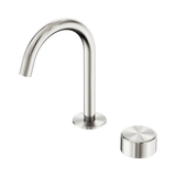 An image of Nero Tapware's Serenity Progressive Basin Mixer Arc Spout With Metal Handle Brushed Nickel