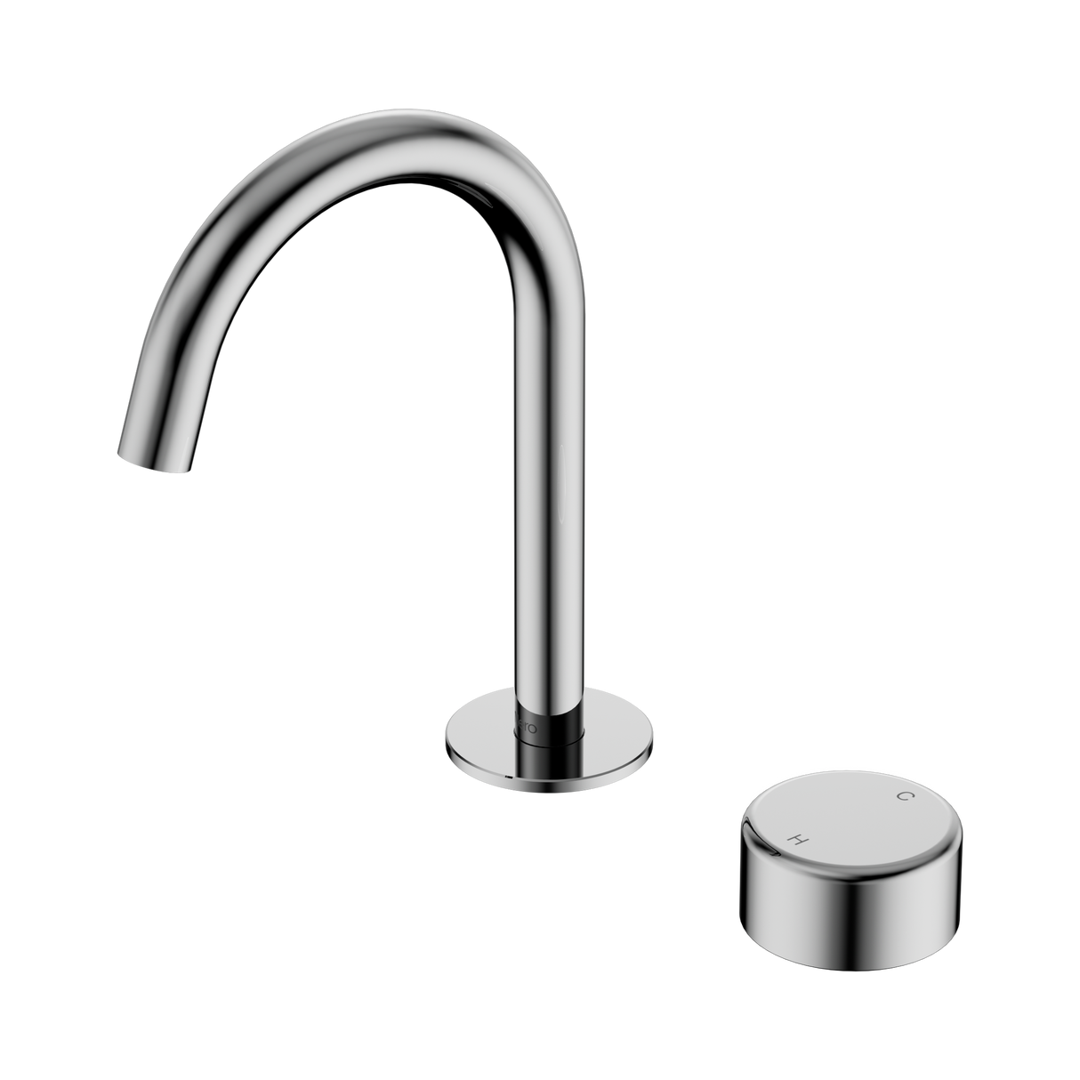 An image of Nero Tapware's Serenity Progressive Basin Mixer Arc Spout With Metal Handle Chrome