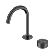 An image of Nero Tapware's Serenity Progressive Basin Mixer Arc Spout With Metal Handle Gun Metal