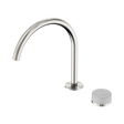 An image of Nero Tapware's Serenity Progressive Bath/Kitchen Mixer Arc Spout With Carrara Handle Brushed Nickel
