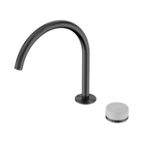An image of Nero Tapware's Serenity Progressive Bath/Kitchen Mixer Arc Spout With Carrara Handle Gun Metal