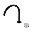 An image of Nero Tapware's Serenity Progressive Bath/Kitchen Mixer Arc Spout With Carrara Handle Matt Black