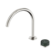 An image of Nero Tapware's Serenity Progressive Bath/Kitchen Mixer Arc Spout With Verde Alpi Handle Brushed Nickel