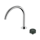 An image of Nero Tapware's Serenity Progressive Bath/Kitchen Mixer Arc Spout With Verde Alpi Handle Chrome