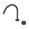 An image of Nero Tapware's Serenity Progressive Bath/Kitchen Mixer Arc Spout With Verde Alpi Handle Gun Metal