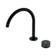 An image of Nero Tapware's Serenity Progressive Bath/Kitchen Mixer Arc Spout With Verde Alpi Handle Matt Black