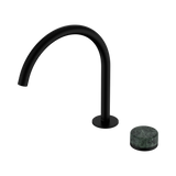 An image of Nero Tapware's Serenity Progressive Bath/Kitchen Mixer Arc Spout With Verde Alpi Handle Matt Black