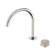An image of Nero Tapware's Serenity Progressive Bath/Kitchen Mixer Arc Spout With Rome Travertine Handle Brushed Nickel