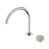 An image of Nero Tapware's Serenity Progressive Bath/Kitchen Mixer Arc Spout With Rome Travertine Handle Brushed Nickel