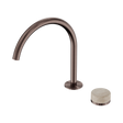 An image of Nero Tapware's Serenity Progressive Bath/Kitchen Mixer Arc Spout With Rome Travertine Handle Brushed Bronze