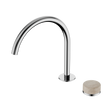 An image of Nero Tapware's Serenity Progressive Bath/Kitchen Mixer Arc Spout With Rome Travertine Handle Chrome