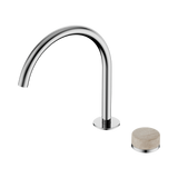 An image of Nero Tapware's Serenity Progressive Bath/Kitchen Mixer Arc Spout With Rome Travertine Handle Chrome