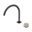 An image of Nero Tapware's Serenity Progressive Bath/Kitchen Mixer Arc Spout With Rome Travertine Handle Gun Metal