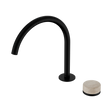 An image of Nero Tapware's Serenity Progressive Bath/Kitchen Mixer Arc Spout With Rome Travertine Handle Matt Black