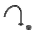 An image of Nero Tapware's Serenity Progressive Bath/Kitchen Mixer Arc Spout With Metal Handle Gun Metal