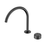 An image of Nero Tapware's Serenity Progressive Bath/Kitchen Mixer Arc Spout With Metal Handle Gun Metal