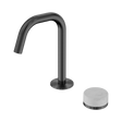 An image of Nero Tapware's Serenity Progressive Basin Mixer Edge Spout With Carrara Handle Gun Metal