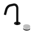 An image of Nero Tapware's Serenity Progressive Basin Mixer Edge Spout With Carrara Handle Matt Black