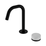 An image of Nero Tapware's Serenity Progressive Basin Mixer Edge Spout With Carrara Handle Matt Black